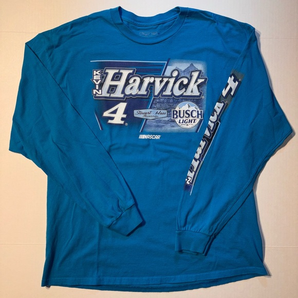Vtg NASCAR Kevin Harvick Stewart Haas Racing Busch Light Racecar Long Sleeve XL - Picture 2 of 7